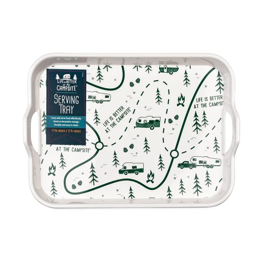 53488 – CAMCO Serving Tray, Rectangular 17-5/8 Inch Length x 12-3/4 Inch Width x 1-7/8 Inch Depth RV Map Design Melam...